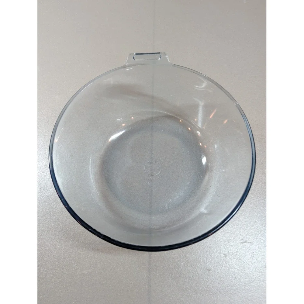 Vintage Pyrex Flameware Clear Blue Tint Glass Bowl 834-B Single Tab Handle 8.5